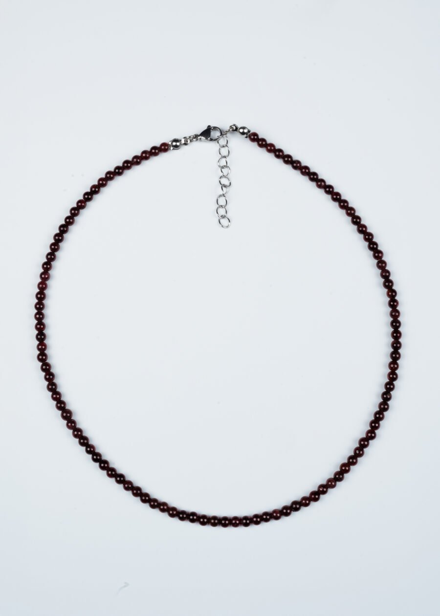 4mm Garnet (Lal) Doğal Taş Kolye