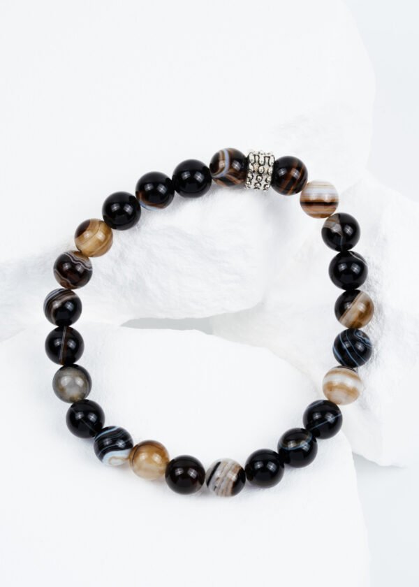 8mm Siyah Göz Akik Doğal Taş Bileklik