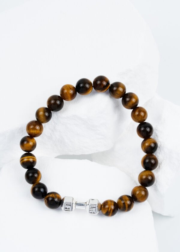 Dambıl Detaylı 8mm Kaplan Gözü Doğal Taş Bileklik