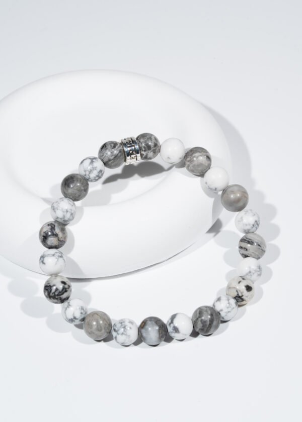 8mm Gri Jasper & Havlit Doğal Taş Bileklik