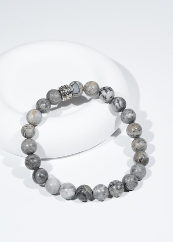 8mm Gri Jasper Doğal Taş Bileklik