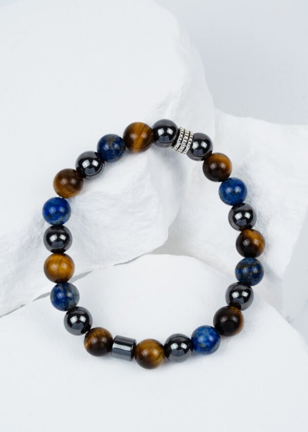 8mm Lapis Lazuli & Kaplan Gözü & Hematit Doğal Taş Bileklik
