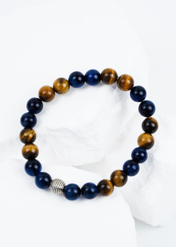 8mm Mavi Kaplan Gözü & Kaplan Gözü Doğal Taş Bileklik