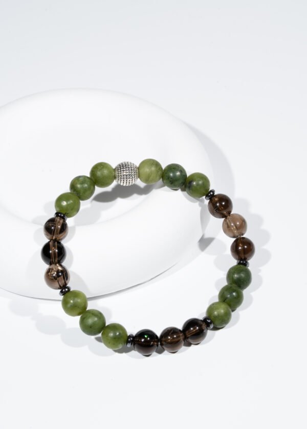 8mm Yeşim & Dumanlı Kuvars & Hematit Doğal Taş Bileklik