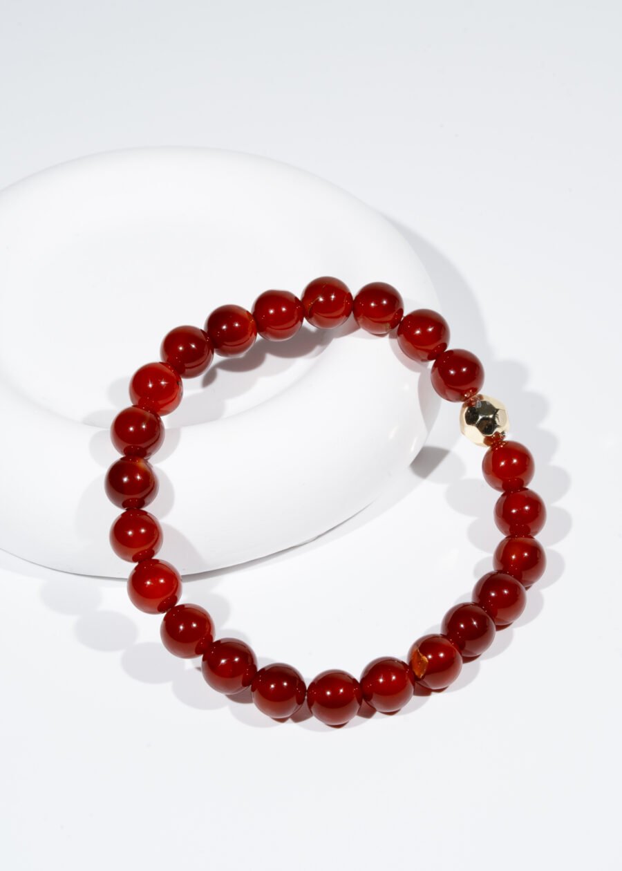 8mm Karnelyan Akik Doğal Taş Bileklik 8mm Karnelyan Akik Doğal Taş Bileklik