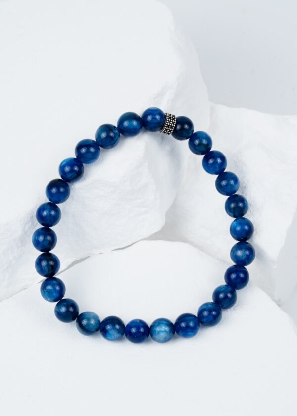 8mm Kyanit Gümüş Doğal Taş Bileklik