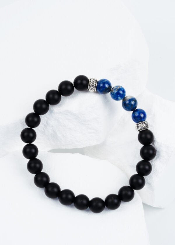 |Onyx Collection| 8mm Lapis Lazuli & Oniks Doğal Taş Bileklik - Görsel 3