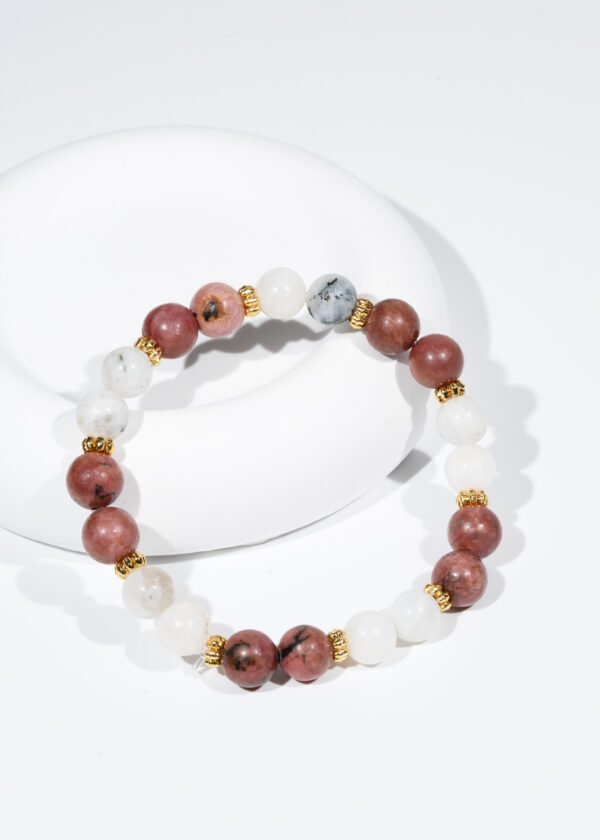 8mm Ay Taşı & Rodonit Doğal Taş Bileklik