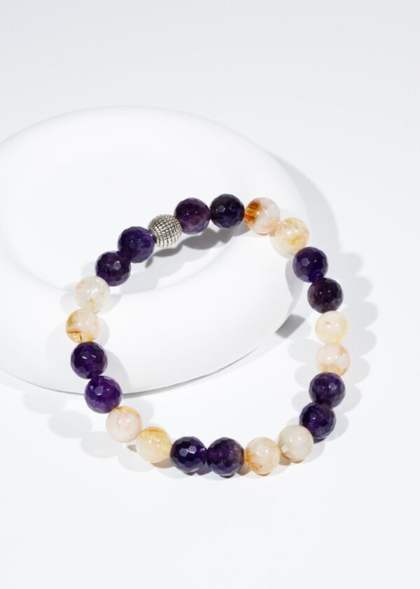 8mm Sitrin & Faset Kesim Ametist Doğal Taş Bileklik