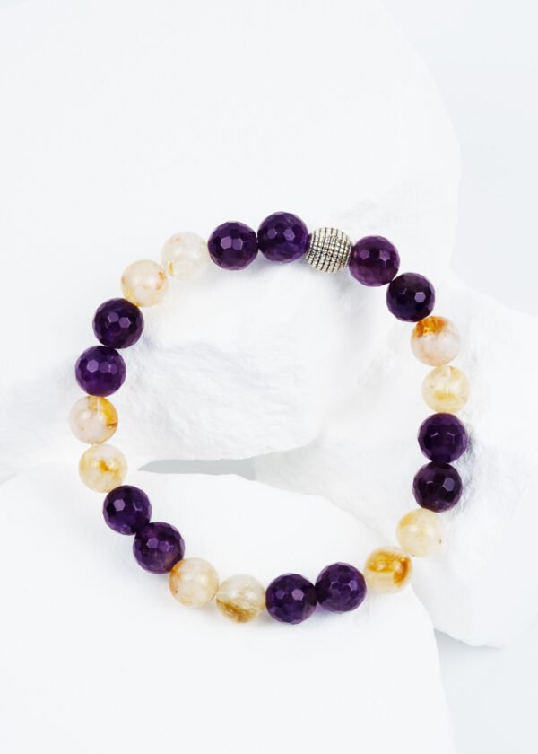 8mm Sitrin & Faset Kesim Ametist Doğal Taş Bileklik