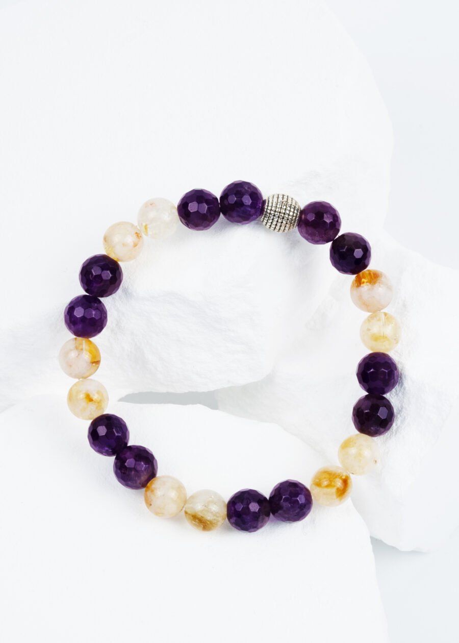 8mm Sitrin & Faset Kesim Ametist Doğal Taş Bileklik