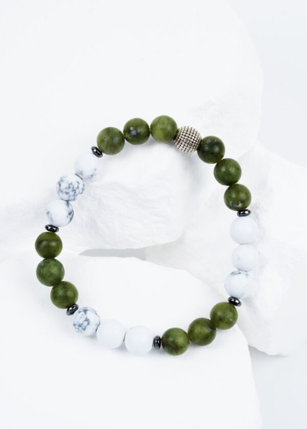 8mm Yeşim & Havlit & Hematit Doğal Taş Bileklik - Görsel 2