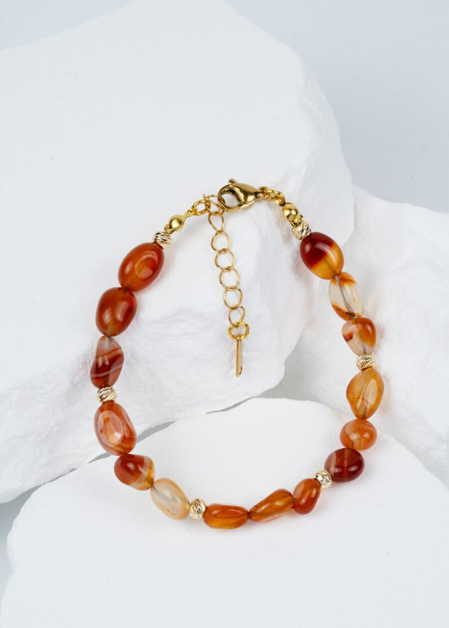 Dorika Top Detaylı Akik Doğal Taş Bileklik