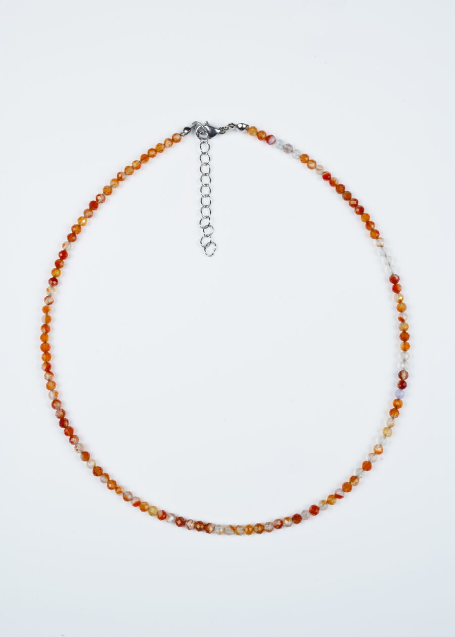 4mm Faset Kesim Akik Doğal Taş Kolye