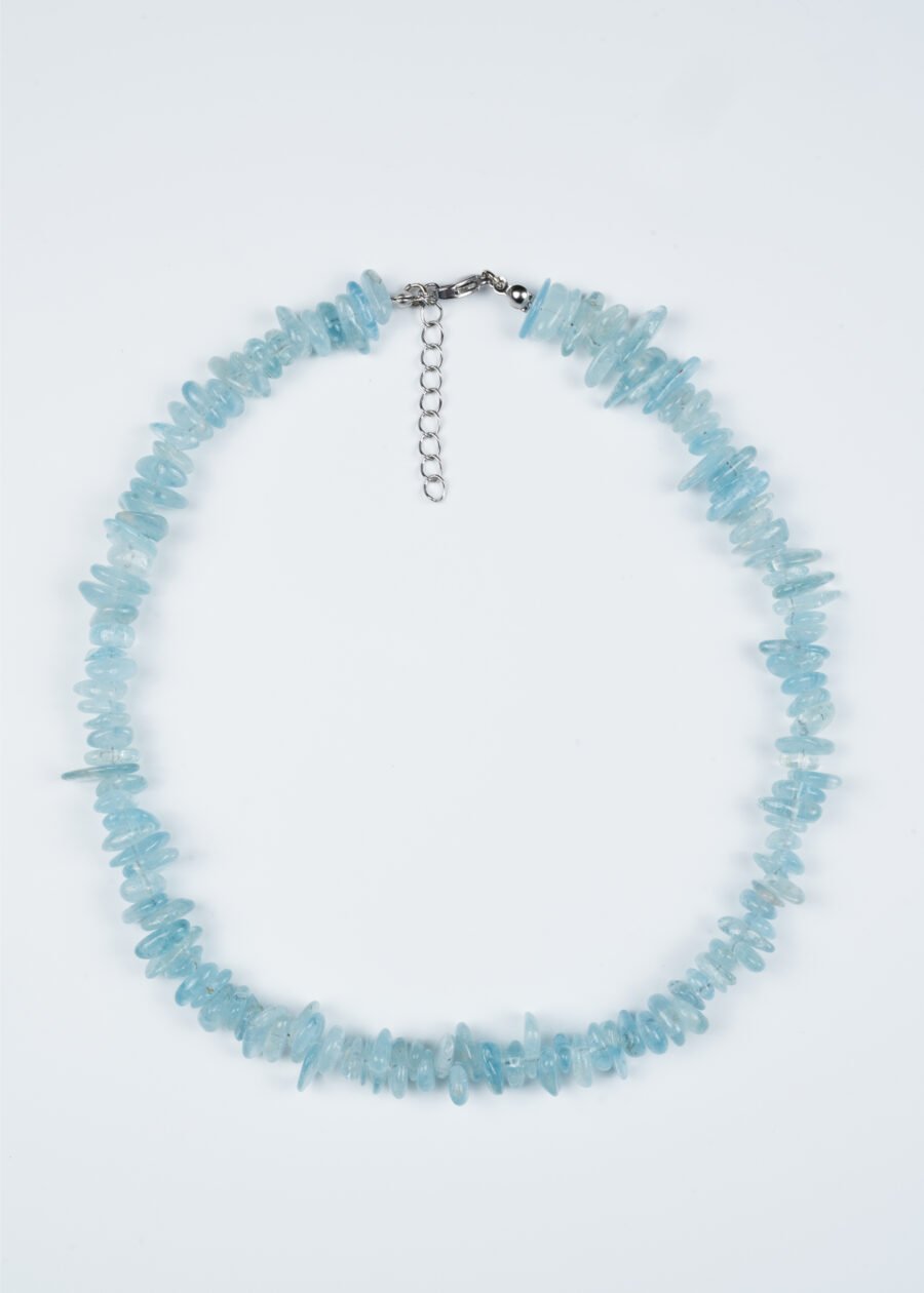 Akuamarin Doğal Taş Gümüş Kolye