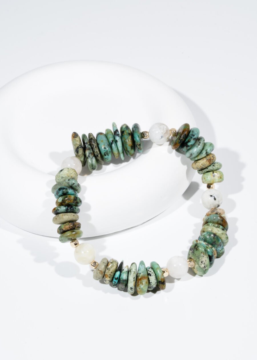Afrika Turkuazı & Ay Taşı Doğal Taş Bileklik