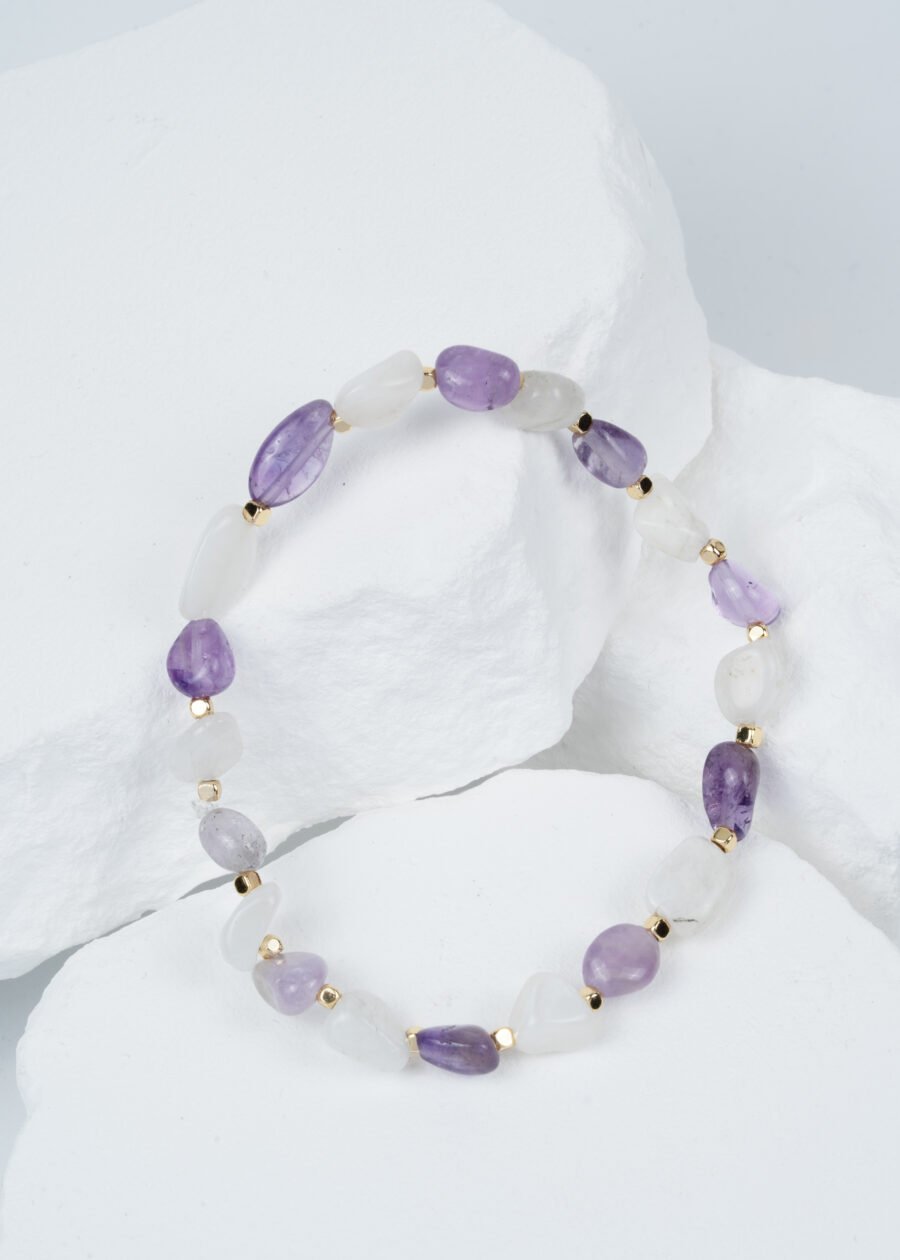 Ametist & Ay Taşı Doğal Taş Bileklik