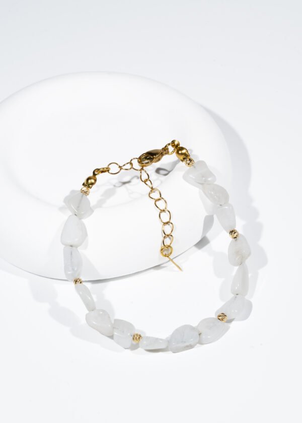 Dorika Top Detaylı Ay Taşı Doğal Taş Bileklik