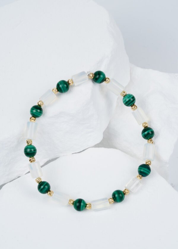 Ay Taşı & Malakit Doğal Taş Bileklik - Görsel 2