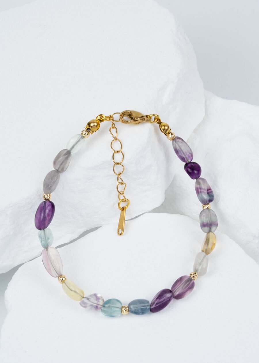 Dorika Top Detaylı Florit Doğal Taş Bileklik