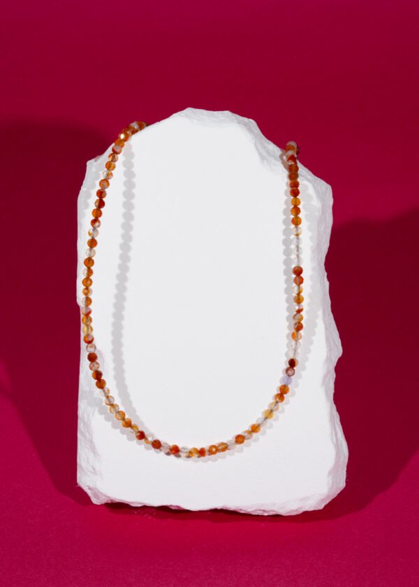 4mm Faset Kesim Akik Doğal Taş Kolye