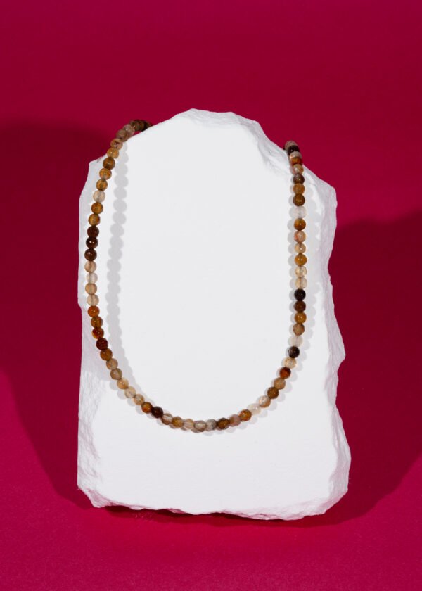 4mm Faset Kesim Akik Doğal Taş Kolye