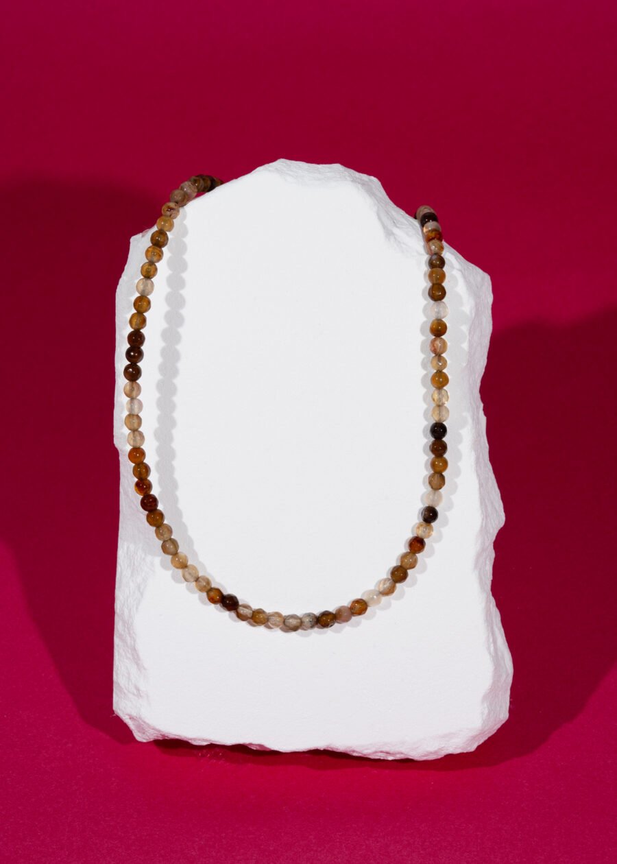 4mm Faset Kesim Akik Doğal Taş Kolye