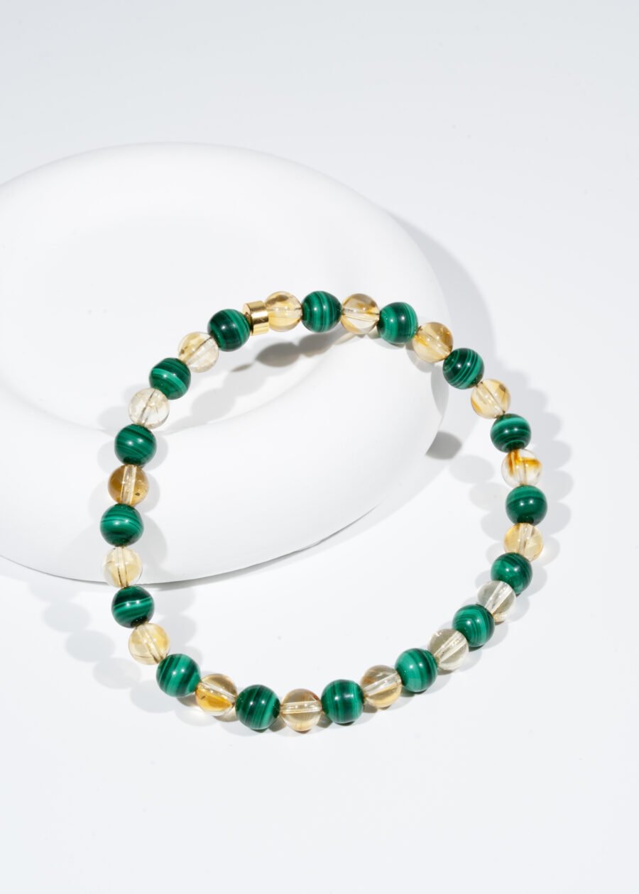 6mm Sitrin & Malakit Doğal Taş Bileklik 6mm Sitrin & Malakit Doğal Taş Bileklik