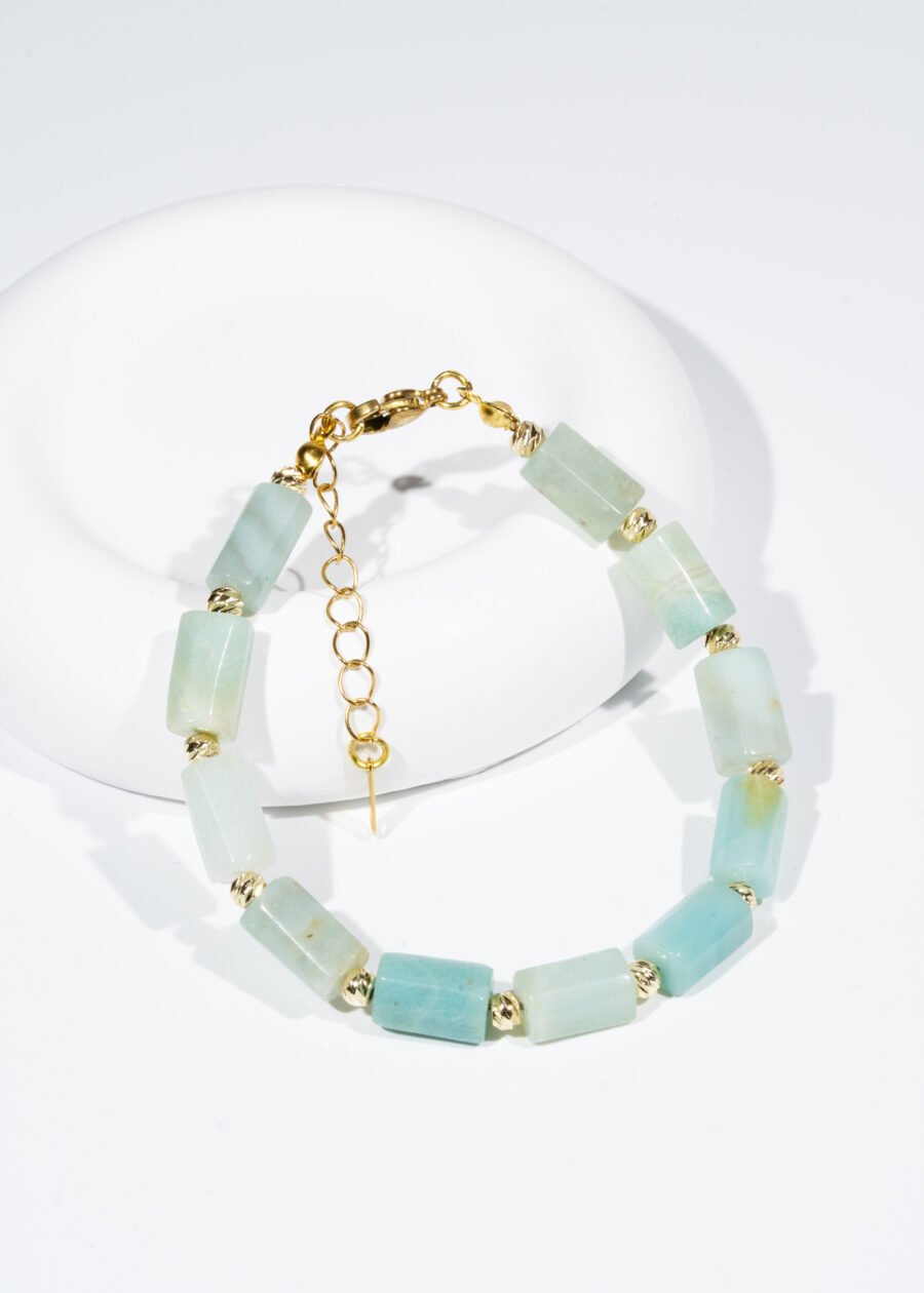 Silindir Kesim Amazonit Doğal Taş Bileklik Silindir Kesim Amazonit Doğal Taş Bileklik