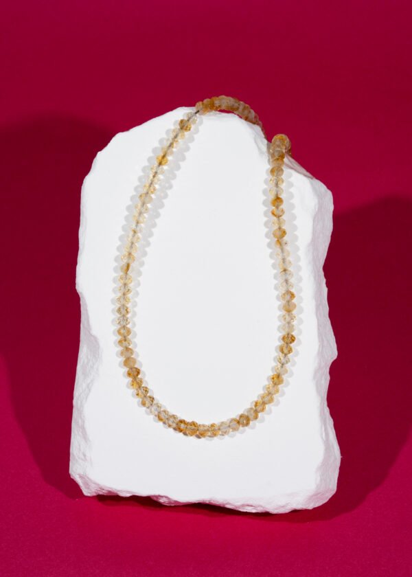 6mm Faset Rondel Kesim Sitrin Doğal Taş Gümüş Kolye