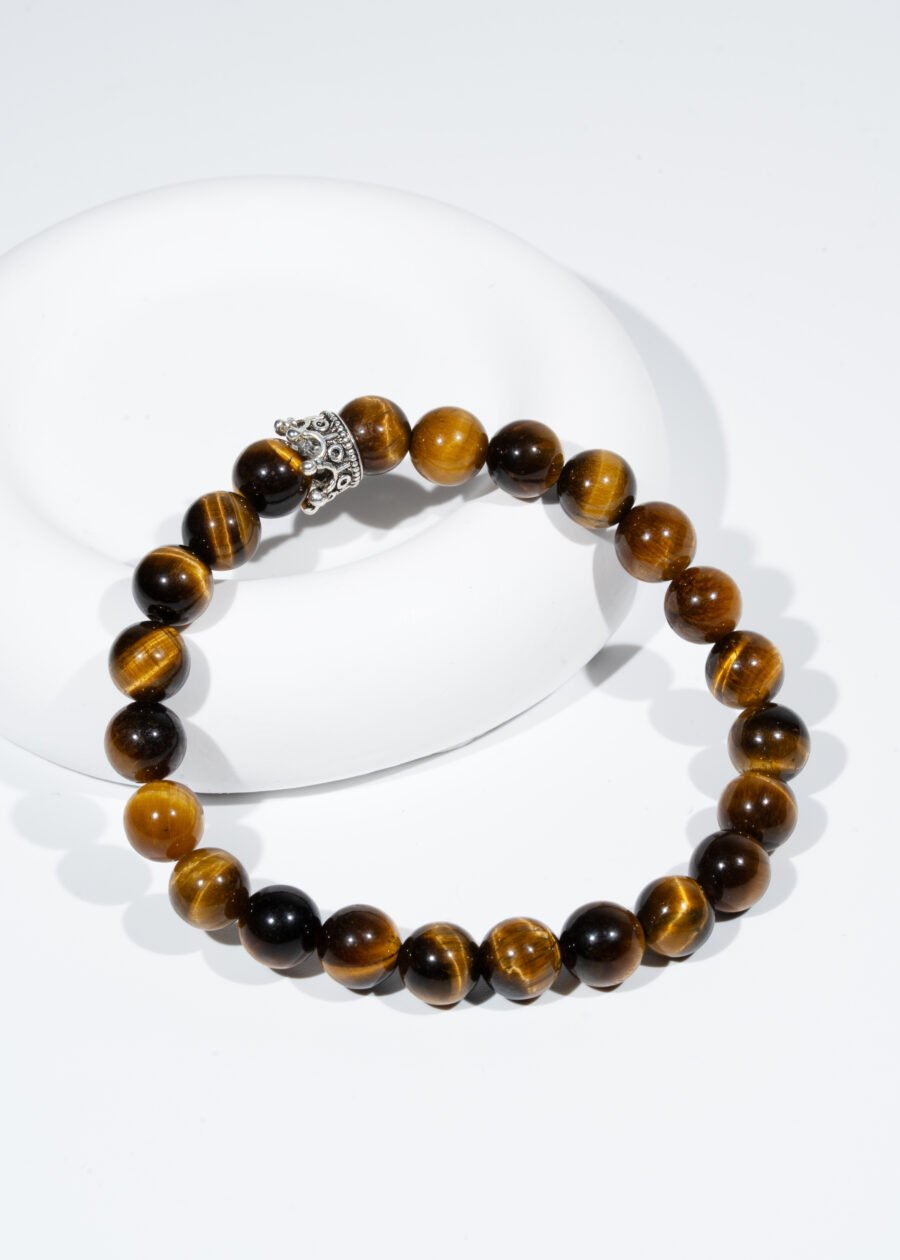 8mm Taç Detaylı Kaplan Gözü Doğal Taş Bileklik 8mm Taç Detaylı Kaplan Gözü Doğal Taş Bileklik