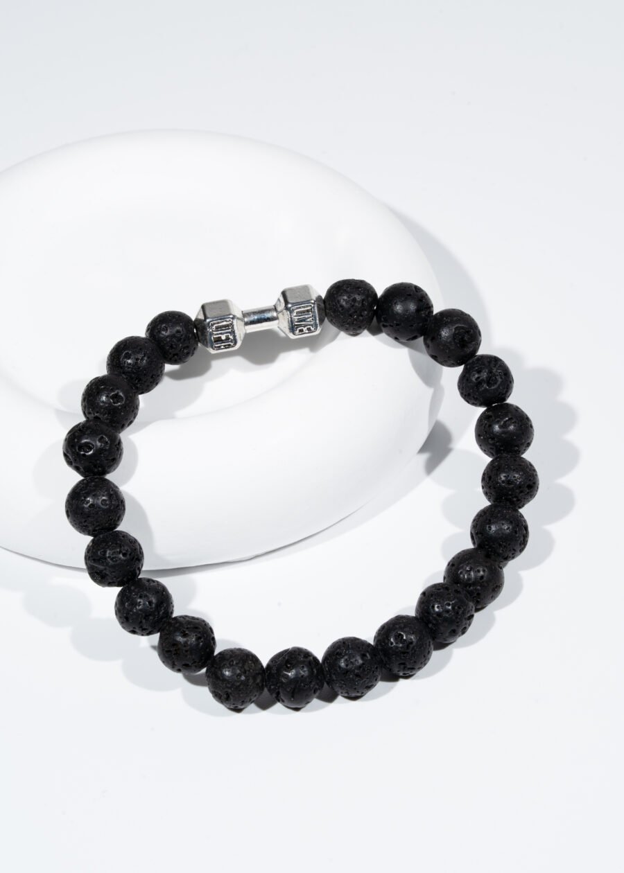 Dumbbell (Dambıl) Detaylı 8mm Lav Taşı Doğal Taş Bileklik