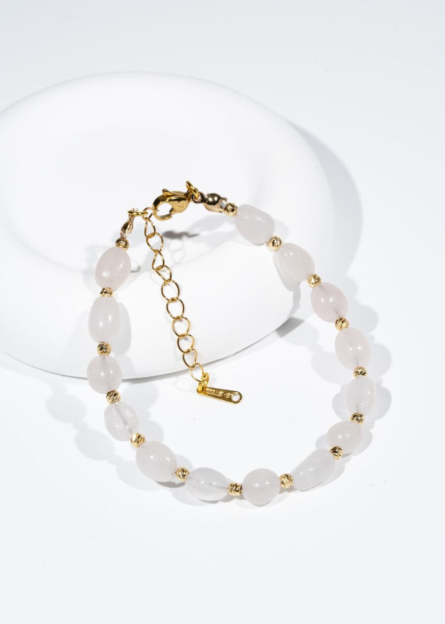 Dorika Top Detaylı Pembe Kuvars Doğal Taş Bileklik Dorika Top Detaylı Pembe Kuvars Doğal Taş Bileklik