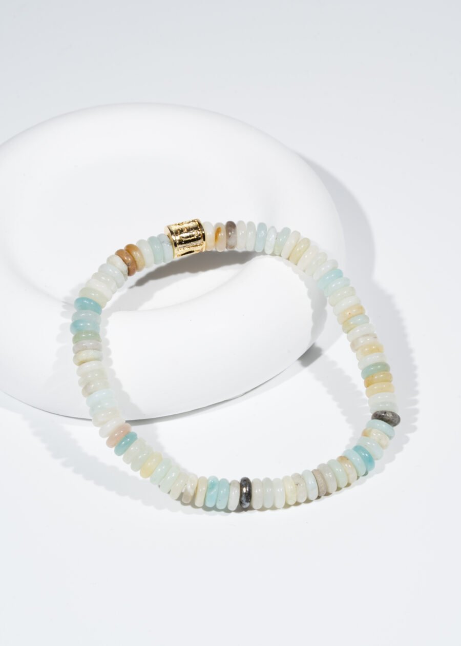 Rondel Kesim Amazonit Doğal Taş Bileklik Rondel Kesim Amazonit Doğal Taş Bileklik