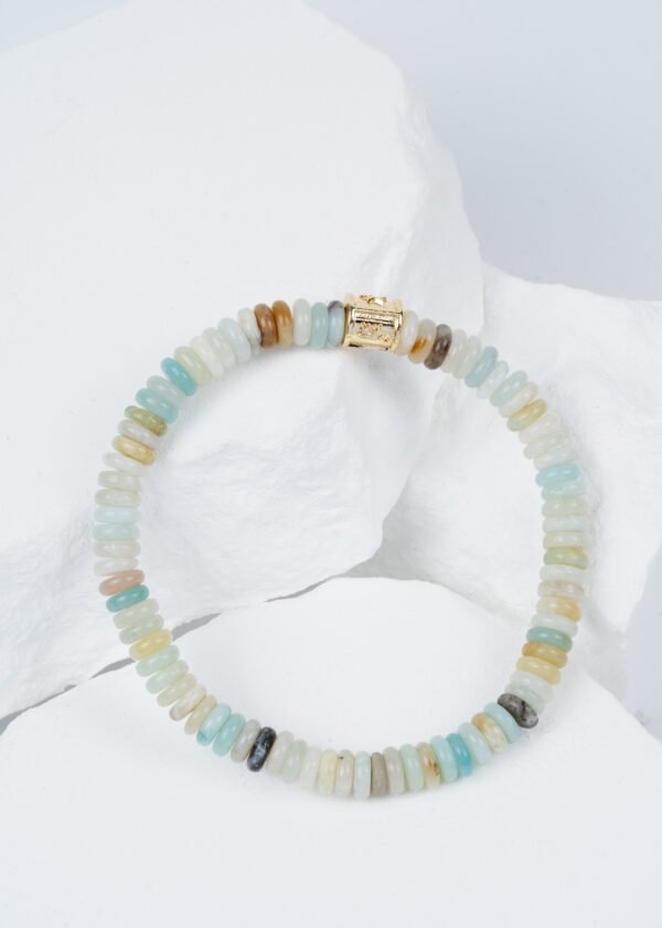 Rondel Kesim Amazonit Doğal Taş Bileklik