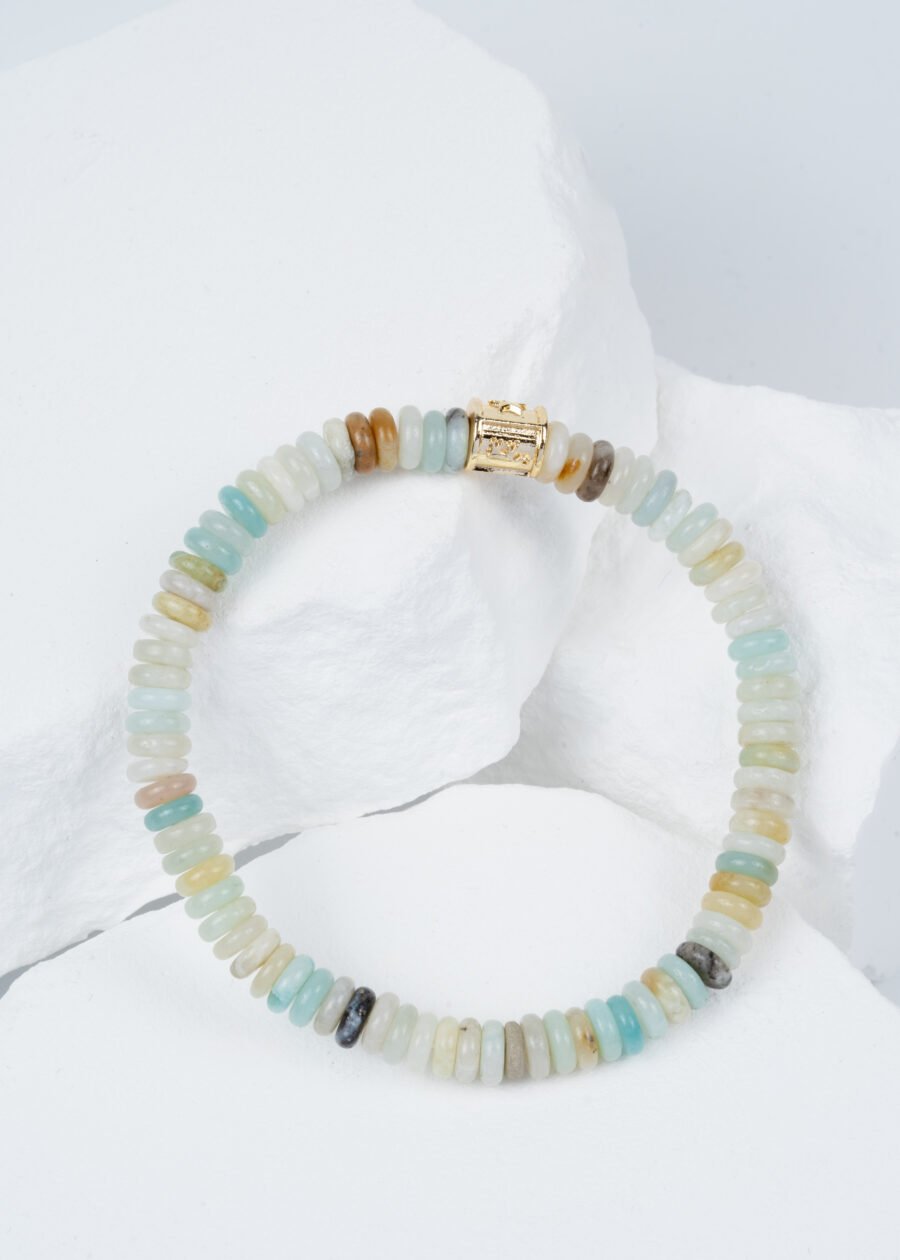 Rondel Kesim Amazonit Doğal Taş Bileklik