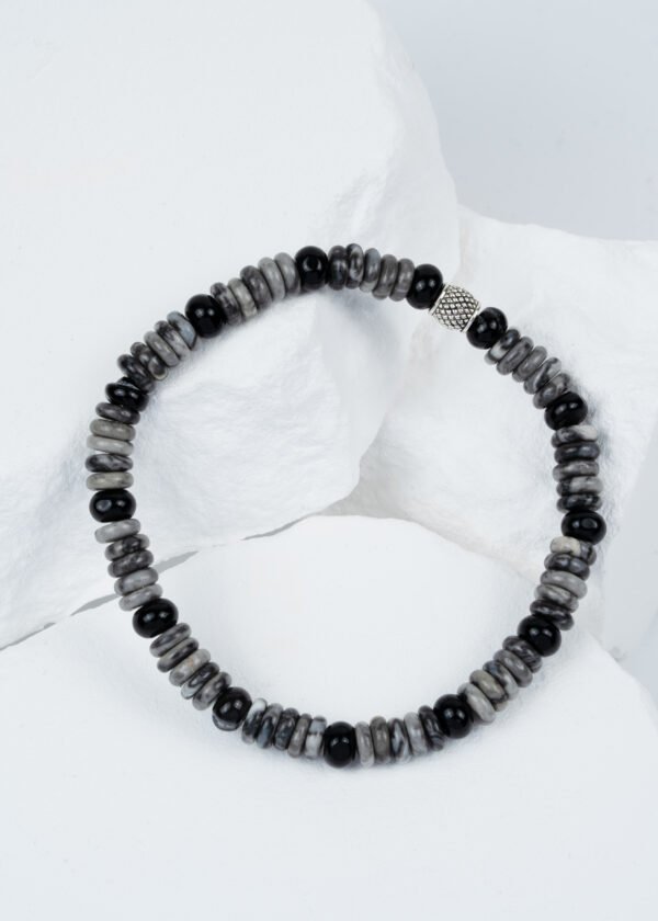 Rondel Kesim Jasper & Akik Doğal Taş Bileklik