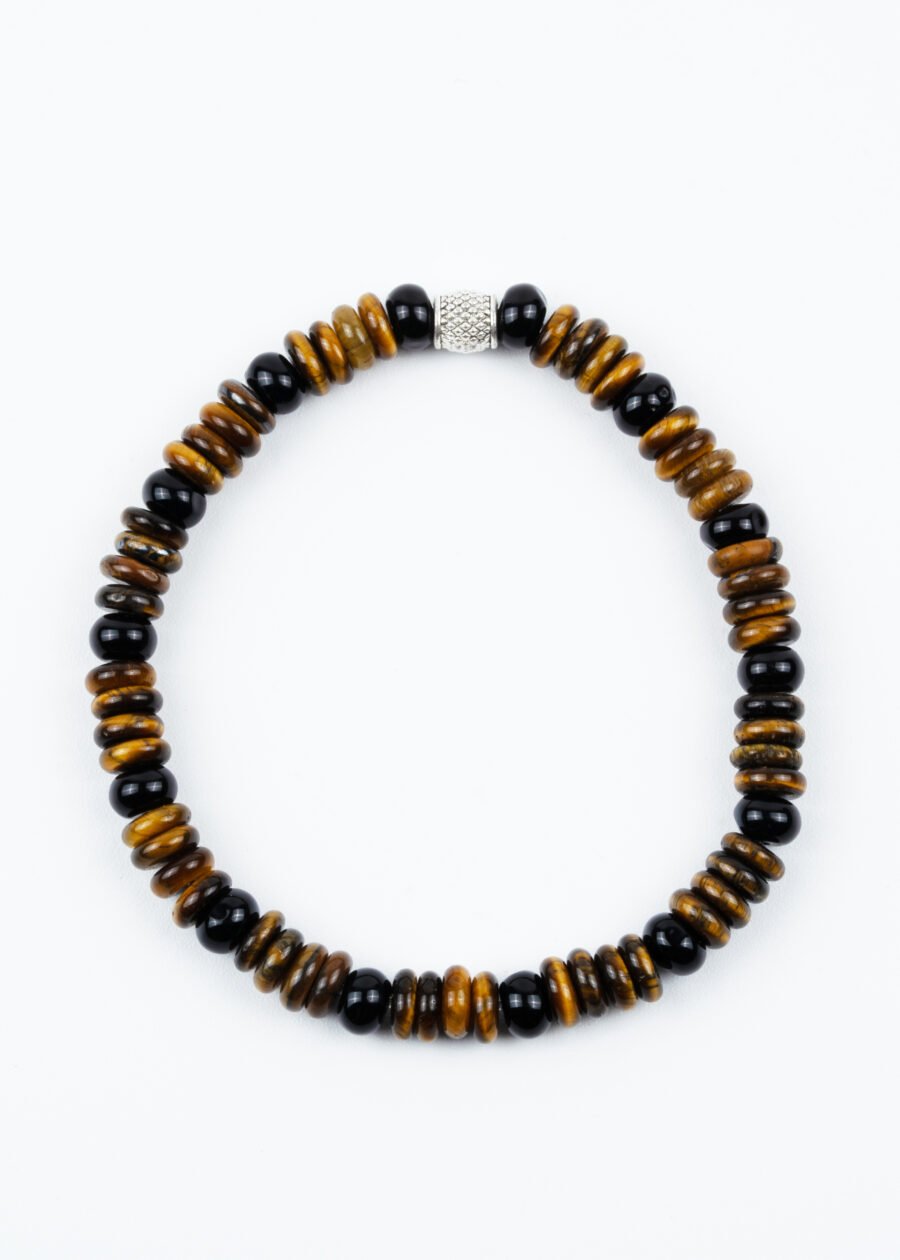 Rondel Kesim Kaplan Gözü & Akik Doğal Taş Bileklik