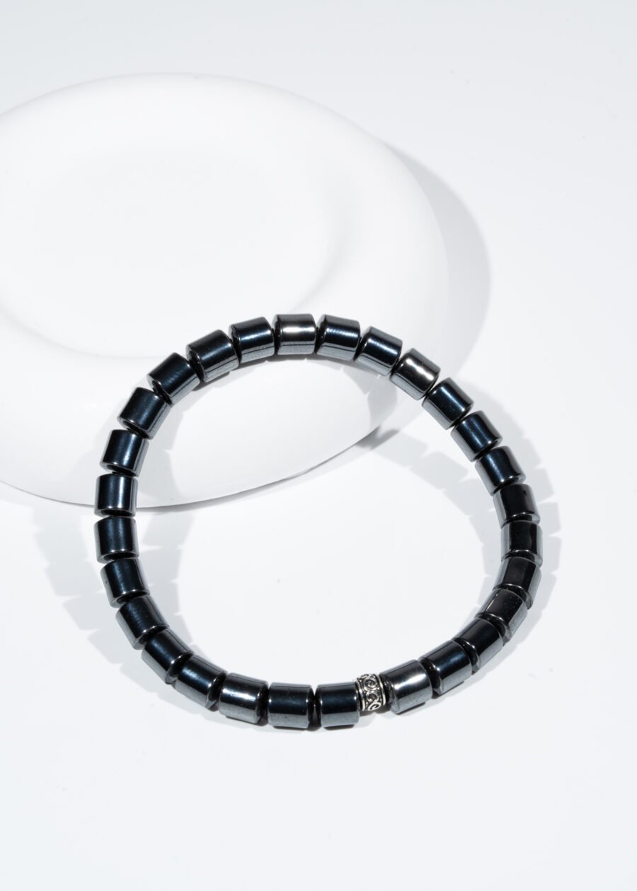 Silindir Hematit Doğal Taş Bileklik