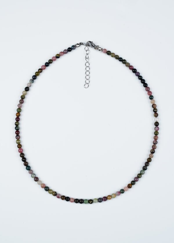 4mm Turmalin Doğal Taş Gümüş Kolye