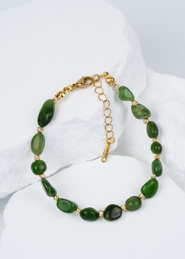 Dorika Top Detaylı Yeşim Taşı Doğal Taş Bileklik