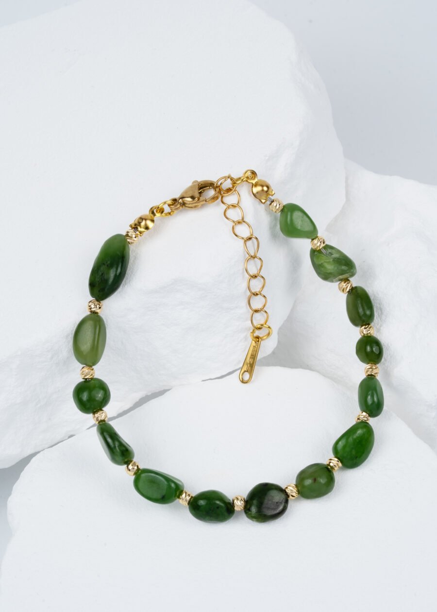 Dorika Top Detaylı Yeşim Taşı Doğal Taş Bileklik