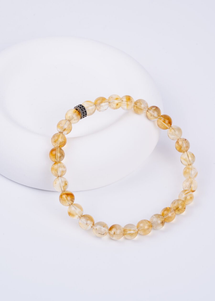 7mm Sitrin Doğal Taş Gümüş Bileklik 7mm Sitrin Doğal Taş Gümüş Bileklik