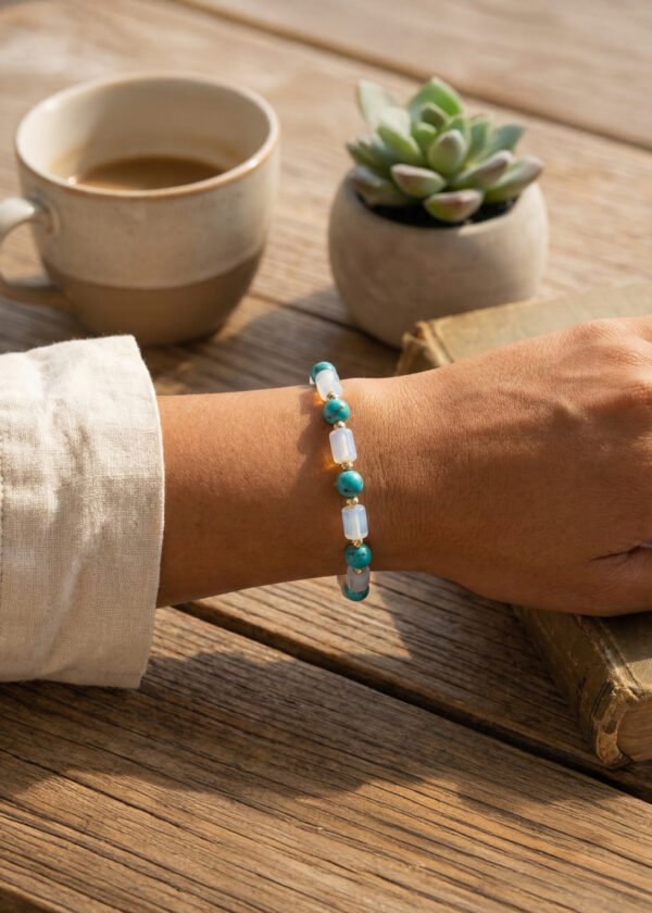 Ay Taşı & Turkuaz Doğal Taş Bileklik