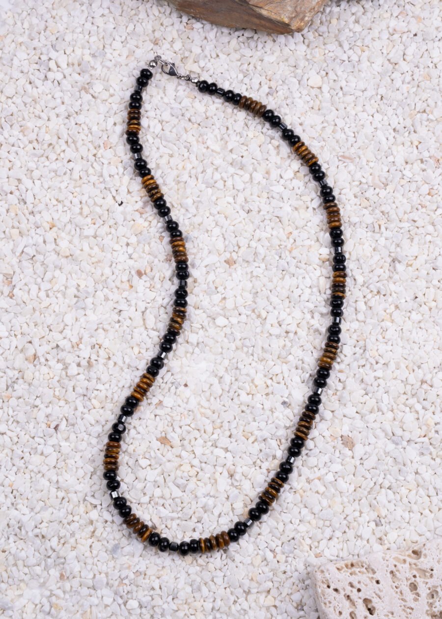 Kaplan Gözü & Hematit & Akik Doğal Taş Kolye