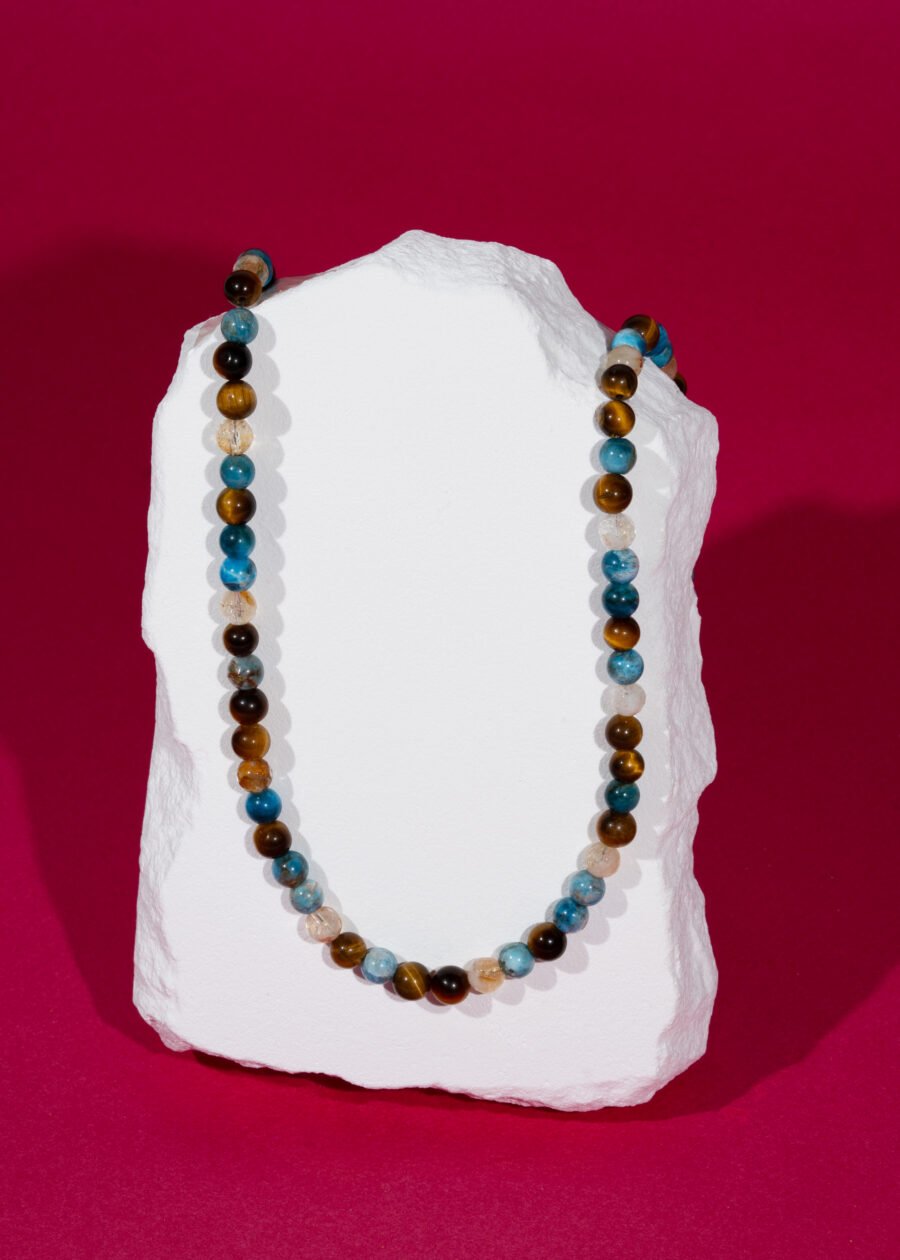 6mm Sitrin & Kaplan Gözü & Apatit Doğal Taş Kolye