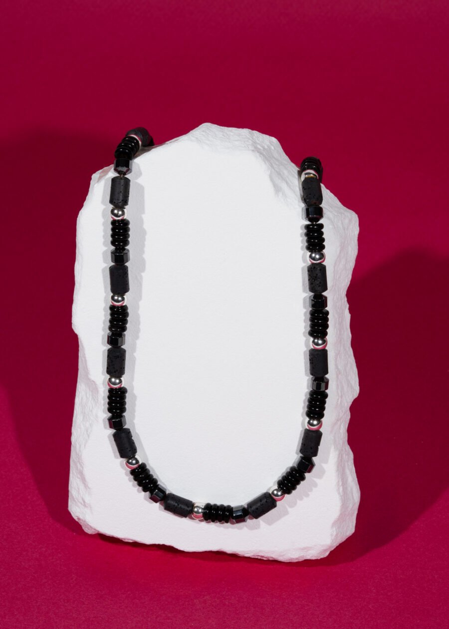 Obsidyen & Hematit & Lav taşı Doğal Taş Kolye