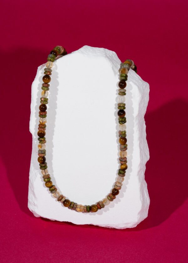 Unakit & Kaplan Gözü & Sitrin Doğal Taş Kolye - Görsel 4