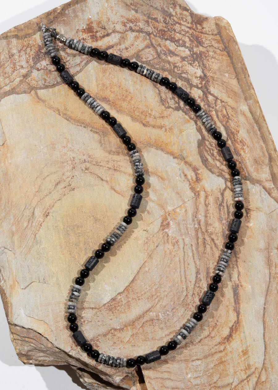 Obsidyen & Lav Taşı & Jasper Doğal Taş Kolye