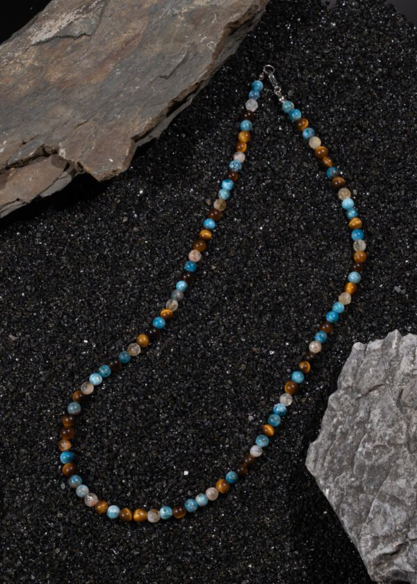 6mm Sitrin & Kaplan Gözü & Apatit Doğal Taş Kolye - Görsel 2